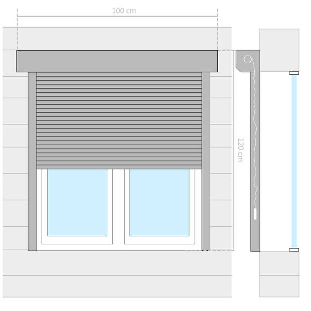 The Living Store Rolluik - Voorgebouwd - Zonwering - 100 x 120 cm - Antraciet
