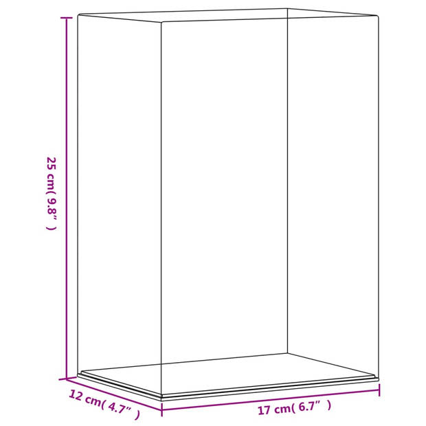 vidaXL Vitrine transparant 17x12x25 cm acryl