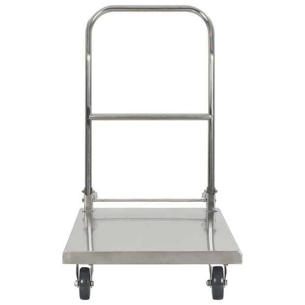 vidaXL Platformwagen 82x53x86 cm roestvrij staal zilverkleurig