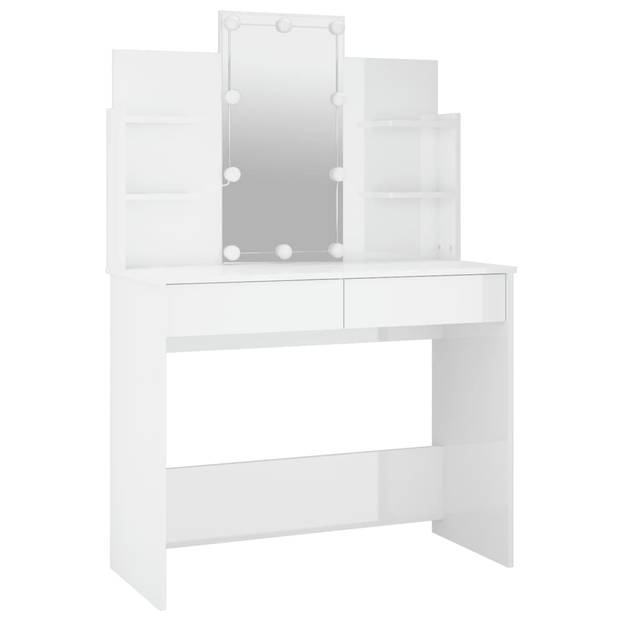 vidaXL Kaptafel met LED-verlichting 96x40x142 cm hoogglans wit