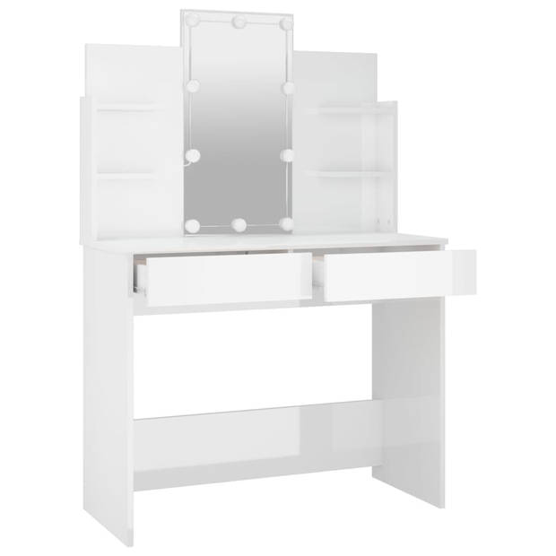 vidaXL Kaptafel met LED-verlichting 96x40x142 cm hoogglans wit