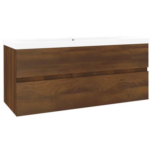 The Living Store Badkaast Klassiek - 100x38.5x45 cm - Bruineiken - Inbouwwastafel 101x39.5x18.5 cm - Keramiek - Met