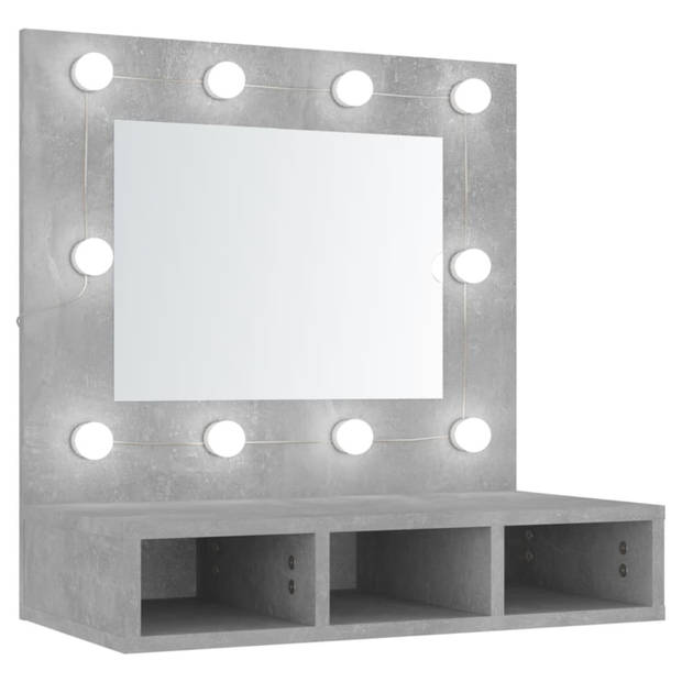 vidaXL Spiegelkast met LED-verlichting 60x31,5x62 cm betongrijs