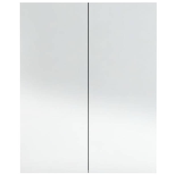The Living Store Wandspiegelkast - Betongrijs - MDF en glas - 60 x 15 x 75 cm - 2 deuren - 3 vakken