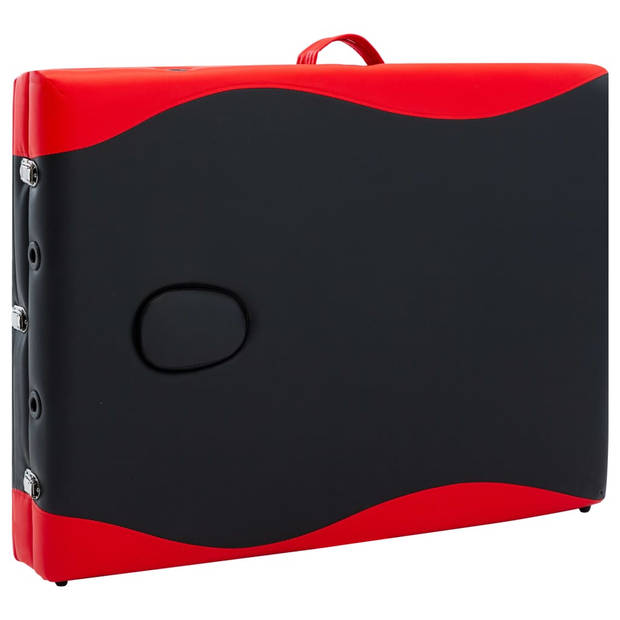vidaXL Massagetafel inklapbaar 3 zones aluminium zwart en rood