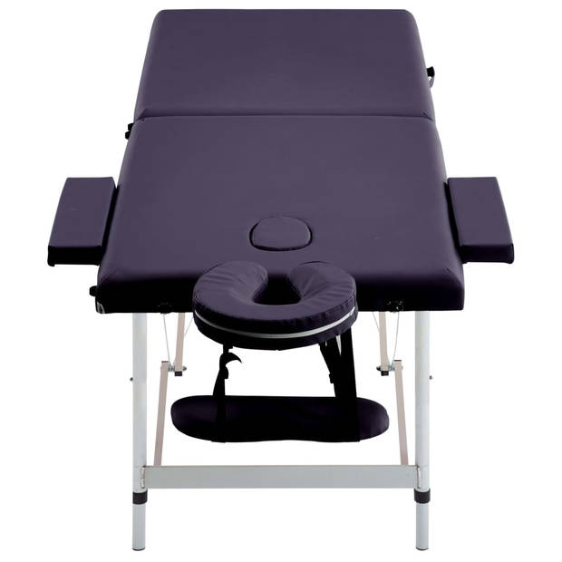 vidaXL Massagetafel inklapbaar 2 zones aluminum paars