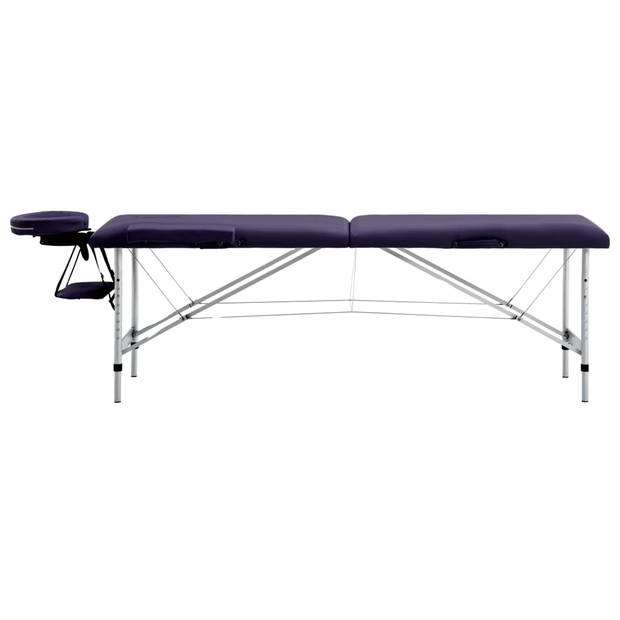 vidaXL Massagetafel inklapbaar 2 zones aluminum paars