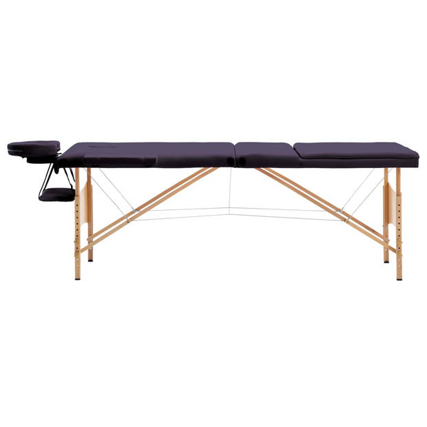 vidaXL Massagetafel inklapbaar 3 zones hout paars