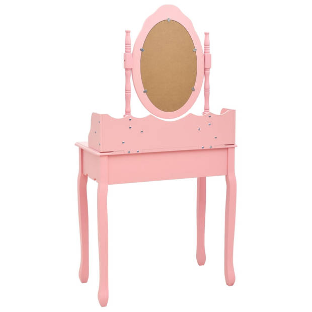 The Living Store Opmaaktafelset - Paulowniahout - 75 x 69 x 140 cm - Roze