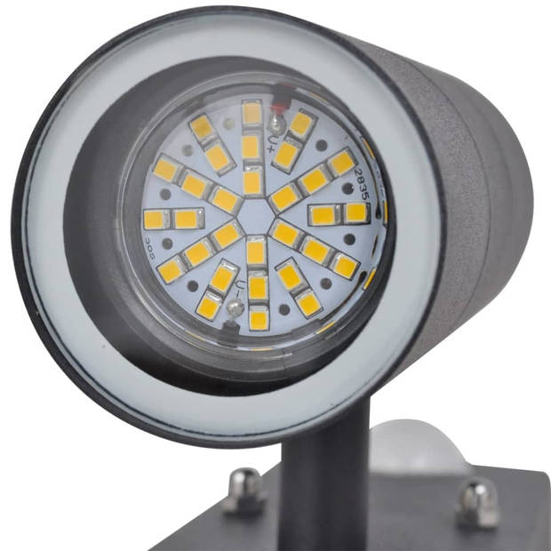 Wandlamp met sensor LED cilindervormig RVS zwart