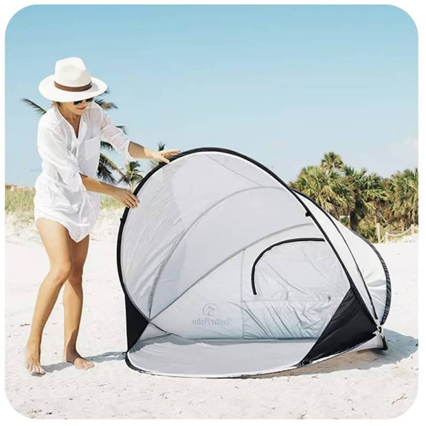 DERYAN Strandtent XXL pop-up 155x133x95 cm zilverkleurig