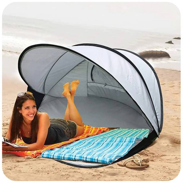 DERYAN Strandtent XXL pop-up 155x133x95 cm zilverkleurig