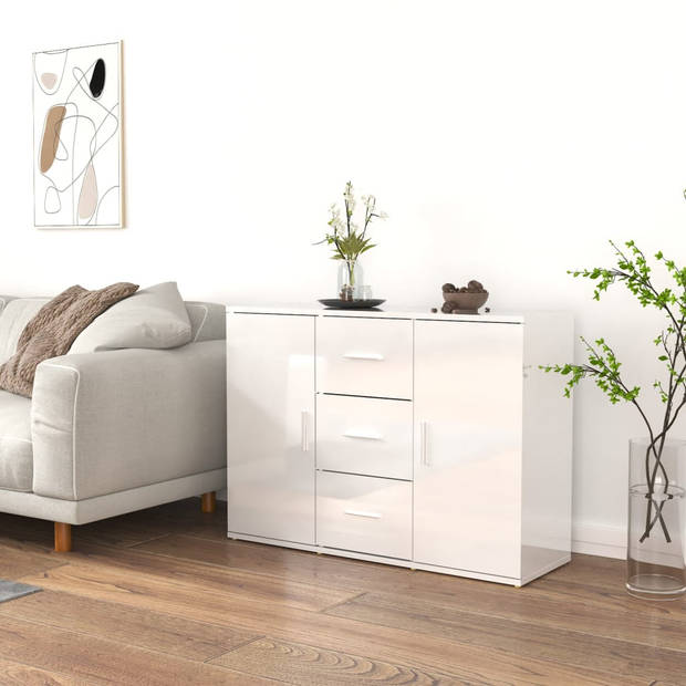 The Living Store Dressoir Wit - - Kasten - 91x29.5x65 cm (LxBxH)