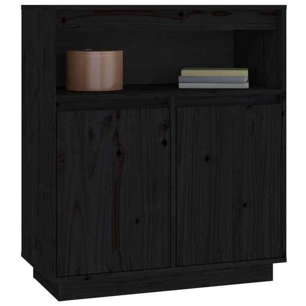 The Living Store Dressoir - Massief grenenhout - 70 x 34 x 80 cm - Zwart