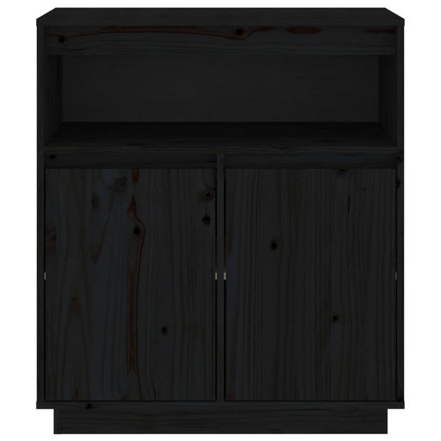 The Living Store Dressoir - Massief grenenhout - 70 x 34 x 80 cm - Zwart