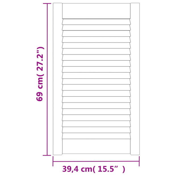 vidaXL Kastdeur met lamellen 69x39,4 cm massief grenenhout wit