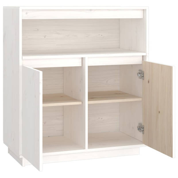 The Living Store Dressoir - Grenenhout - Wit - 70 x 34 x 80 cm - Rustieke uitstraling