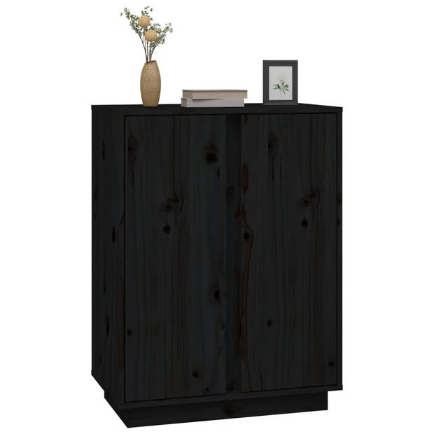 The Living Store Dressoir Grenenhout - Zwart - 60 x 35 x 80 cm - Opbergruimte