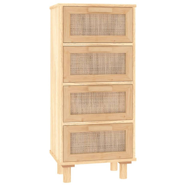 vidaXL Dressoir 40x30x90 cm massief grenenhout en rattan bruin