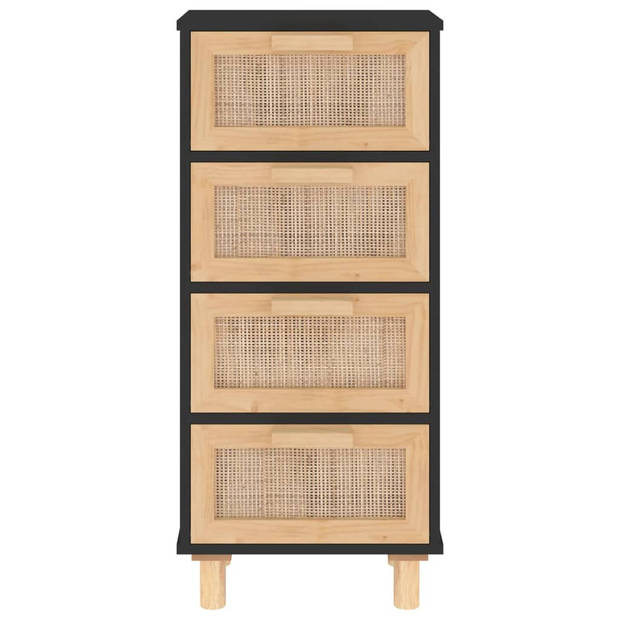 The Living Store Dressoir Rattan - 40x30x90 cm - Zwart - Incl - Montagehandleiding