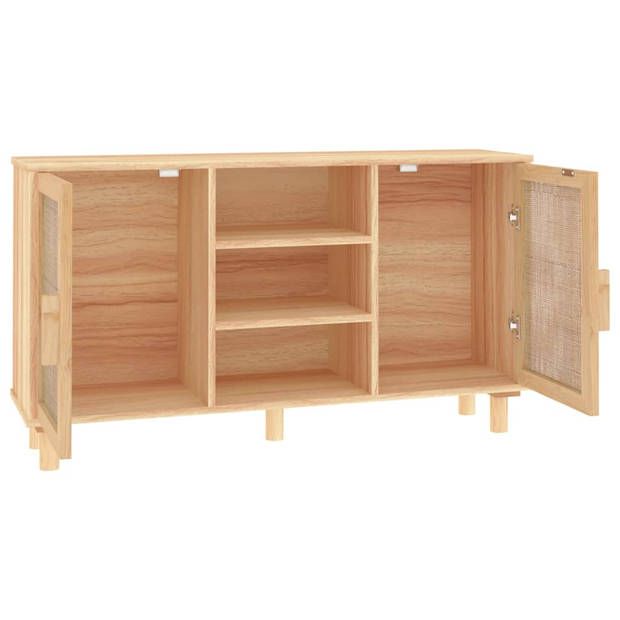 The Living Store Dressoir Meubel - 105 x 30 x 60 cm - Bruin hout en rattan