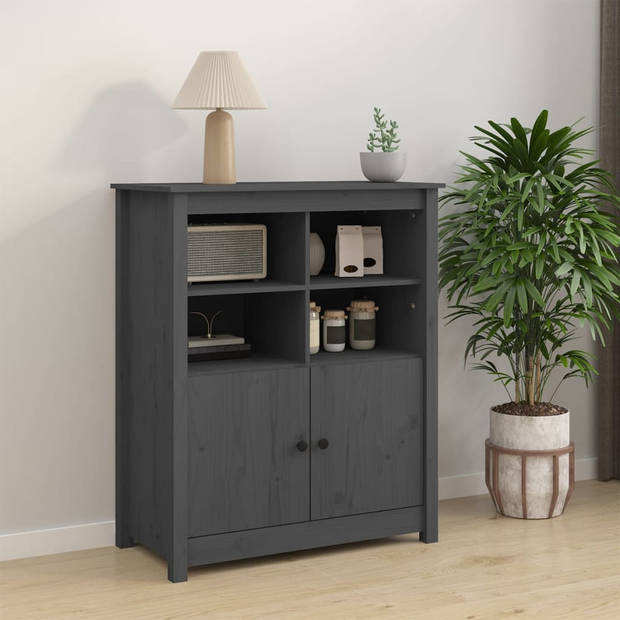 The Living Store Dressoir Landelijke Stijl - 83 x 41.5 x 100 cm - Massief Grenenhout - Grijs