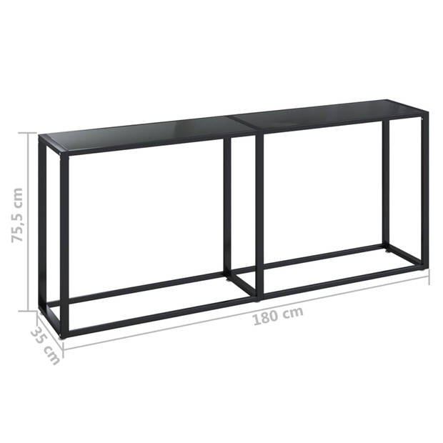 vidaXL Wandtafel 180x35x75,5 cm gehard glas zwart