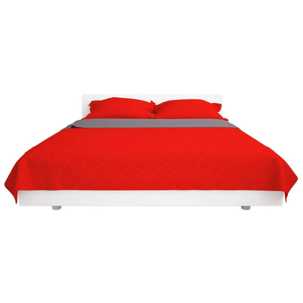 vidaXL Dubbelzijdige quilt bedsprei rood en grijs 230x260 cm