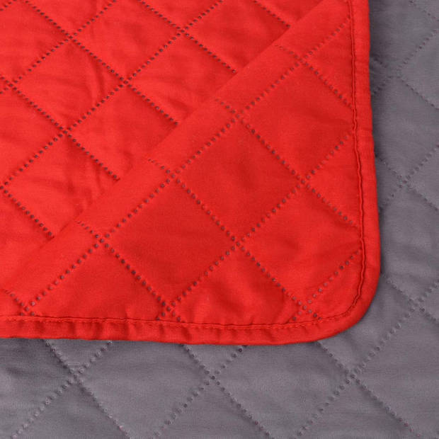 vidaXL Dubbelzijdige quilt bedsprei rood en grijs 220x240 cm