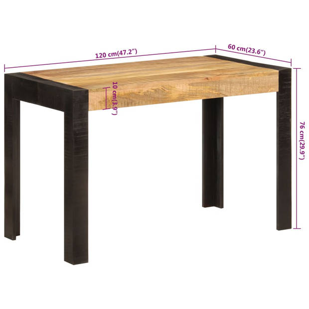 vidaXL Eettafel 120x60x76 cm massief mangohout