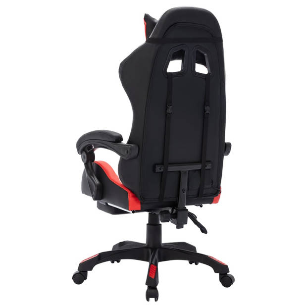 The Living Store Gamestoel - Luxe - Bureau- en Gamingstoelen - 64 x 65 cm - Verstelbaar - LED - Rood/Zwart