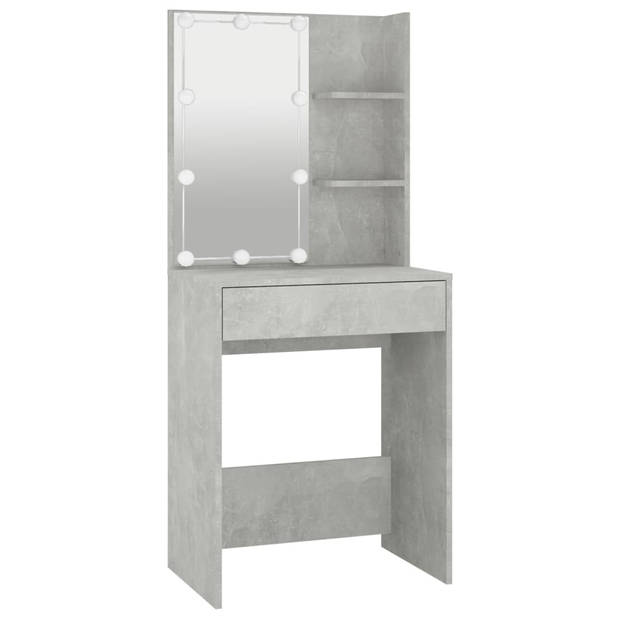 The Living Store Kaptafel LED Betongrijs 60x40x140cm - Met kast 80x40x75cm