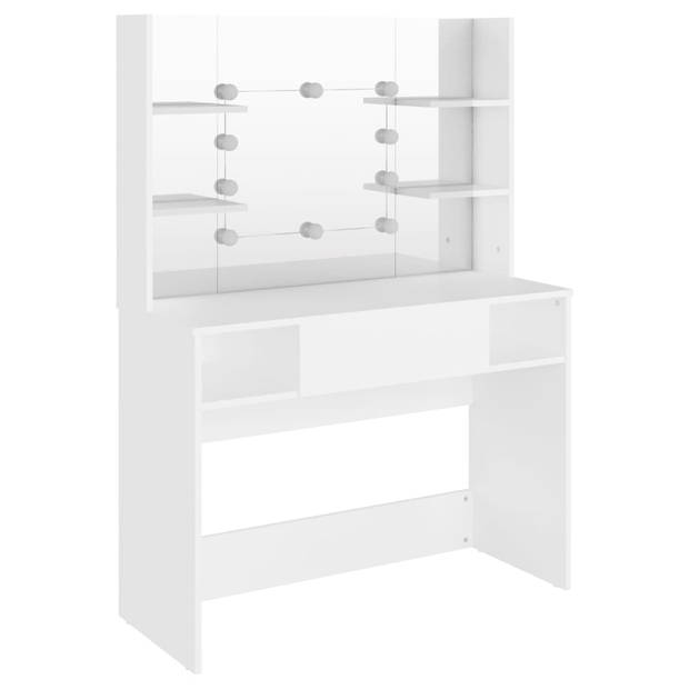 The Living Store Kaptafel Wit MDF - 100 x 40 x 135 cm - Inclusief LED-lampen - USB-aansluiting