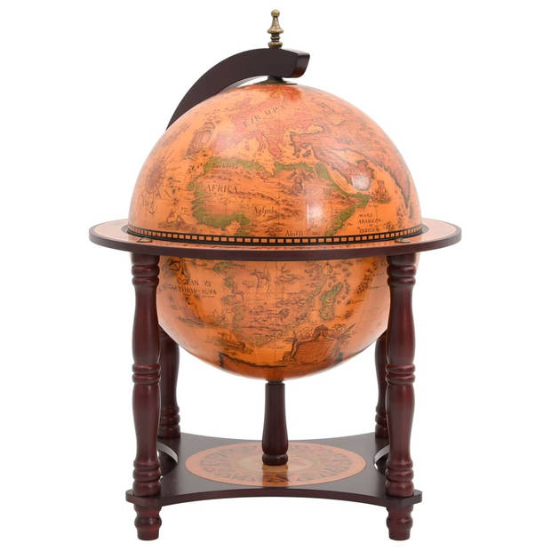 The Living Store Globebar Houten Wereldkaart - 42 x 42 x 57 cm - Massief Eucalyptushout