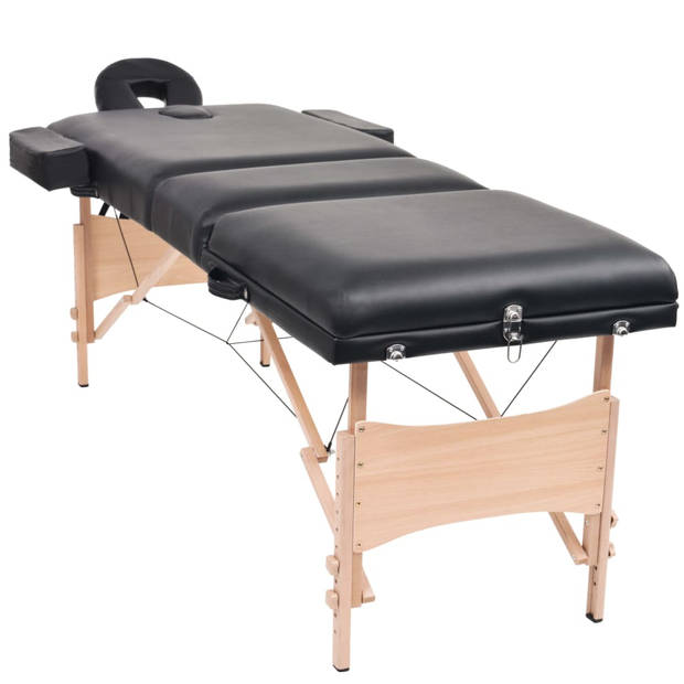 vidaXL Massagetafel inklapbaar 3 zones 10 cm dik zwart