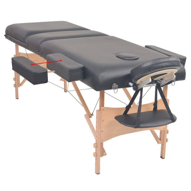 vidaXL Massagetafel inklapbaar 3 zones 10 cm dik zwart