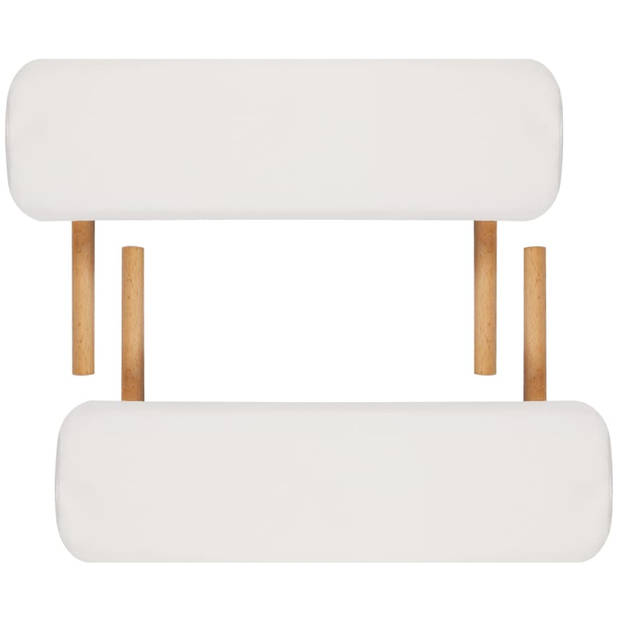 vidaXL Inklapbare massagetafel 3 zones met houten frame (creme)