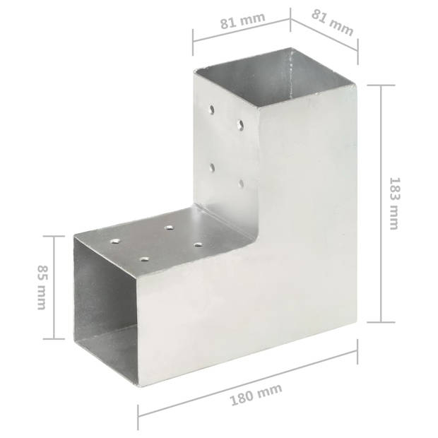 vidaXL Paalverbindingen 4 st L-vorm 81x81 mm gegalvaniseerd metaal