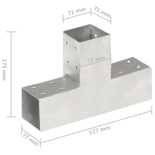 vidaXL Paalverbinding T-vorm 71x71 mm gegalvaniseerd metaal