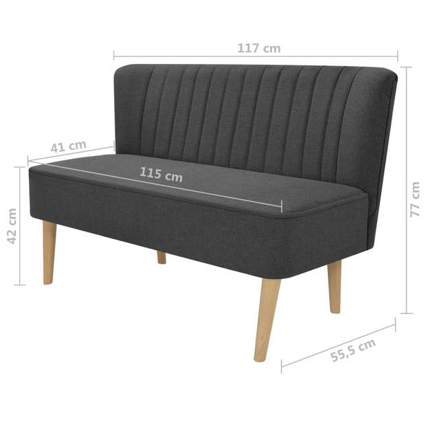 The Living Store Tweezitsbank - Donkergrijs - 117x55.5x77 cm - Stoffen bekleding