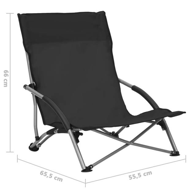 vidaXL Strandstoelen 2 st inklapbaar stof zwart