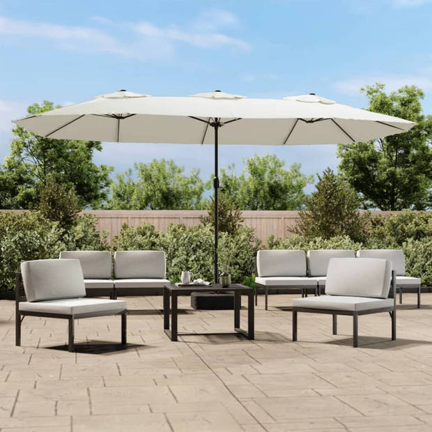 vidaXL Parasol dubbel 449x245 cm zandwit