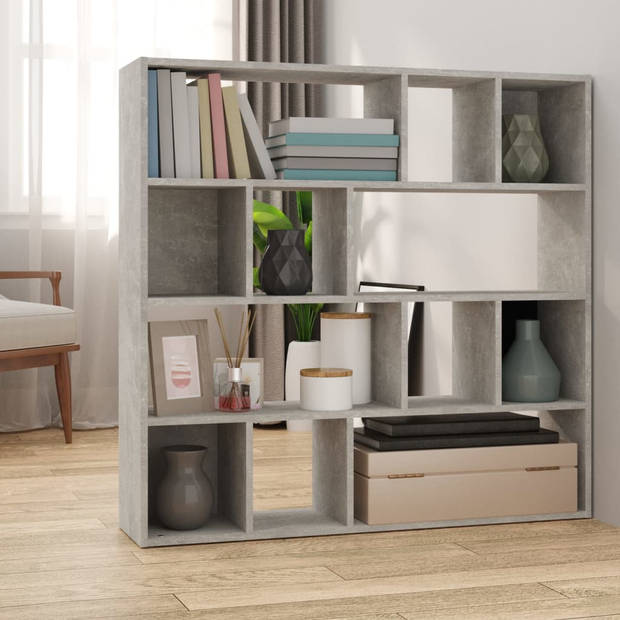 The Living Store Boekenkast Betongrijs - 105 x 24 x 102 cm - Stevig bewerkt hout