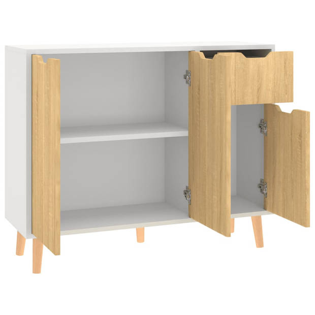 vidaXL Dressoir 90x30x72 cm bewerkt hout wit en sonoma eikenkleurig