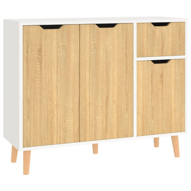 vidaXL Dressoir 90x30x72 cm bewerkt hout wit en sonoma eikenkleurig