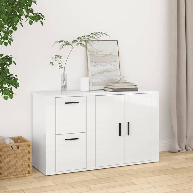 The Living Store Dressoir Classico - Bijzetkast - 100x33x59.5 cm - Hoogglans wit