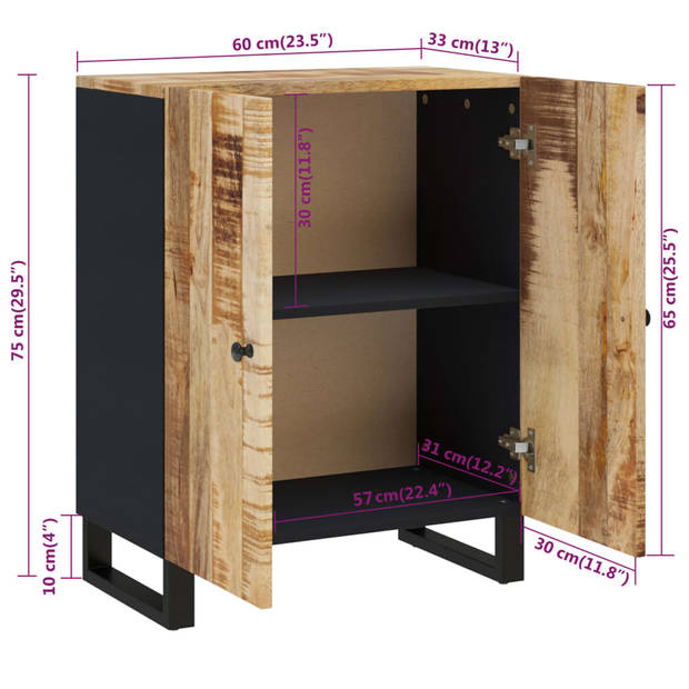 vidaXL Dressoir 60x33x75 cm massief mangohout