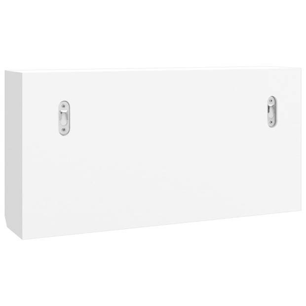 The Living Store Sleutelkastje Wandgemonteerd - Wit - 40x8.5x20 cm - Met 3 haken en 2 deuren