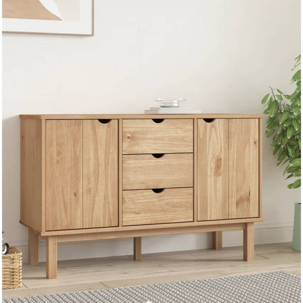 The Living Store OTTA Dressoir - 113.5 x 43 x 73 cm - Massief grenenhout - 3 lades - 2 vakken