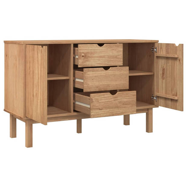 The Living Store OTTA Dressoir - 113.5 x 43 x 73 cm - Massief grenenhout - 3 lades - 2 vakken